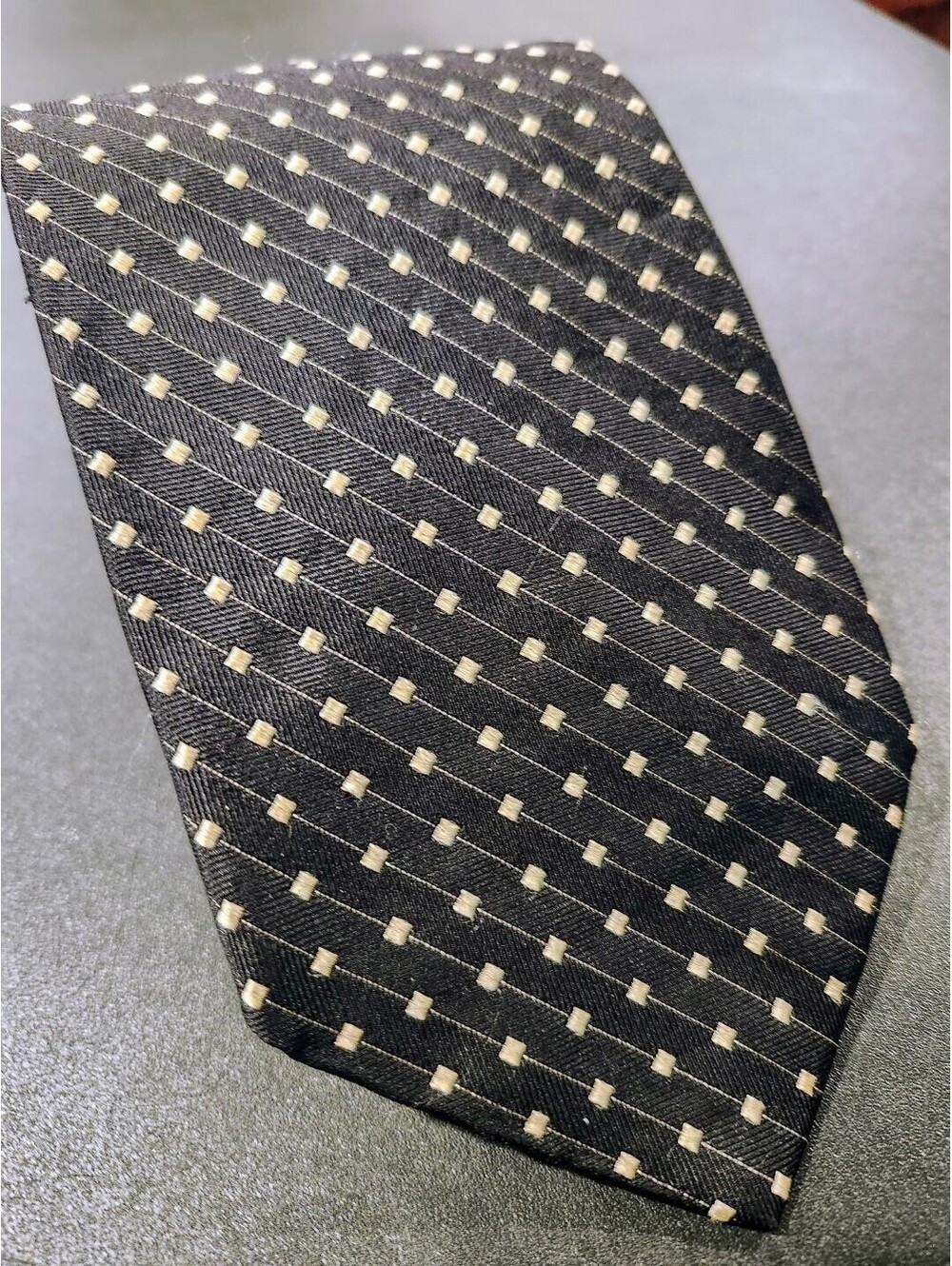 Vintage Faconnable 100% Silk Men's Tie Black and White Hand Made France Classy!